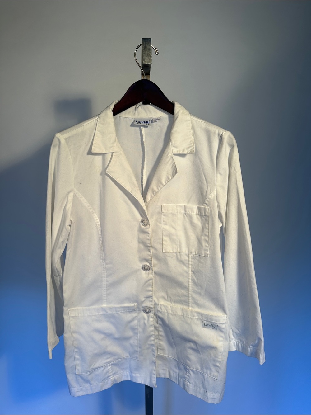 Landau White Medical Lab Jacket with Patch Pockets